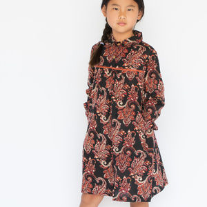 NEW Boho Kids Black Floral Dress with Lace